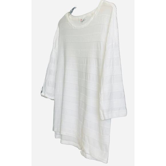 STREET ONE 3/4 SLEEVE PULL-OVER CREW NECK TOP, WOMENS, L-XL, IVORY-RIBBRD LAYERS - Picture 3 of 10